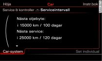 Infotainment: Exempel på serviceintervallindikering