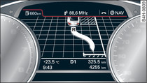 Cuadro de instrumentos: Indicación de hacer marcha atrás