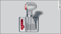 Detail of the centre console: Selector lever with interlock button