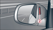 Warning lamp on exterior mirror