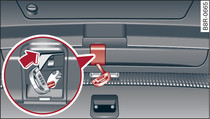 Detail of inside of boot lid: Access to manual release