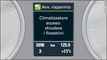 Quadro strumenti: avvertenza risparmio