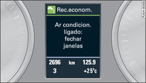 Painel de instrumentos: indicação de poupança