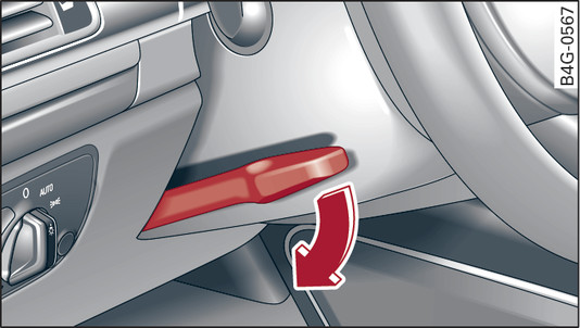 Fig. 92Columna de dirección: Palanca para ajustar la posición del volante