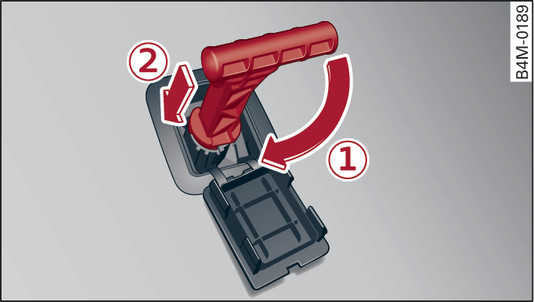 Fig. 101Espacio reposapiés del conductor: Desbloqueo de emergencia del bloqueo de aparcamiento