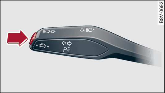 Fig. 126Palanca de los intermitentes: Tecla para active lane assist