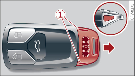 Fig. 18Llave del vehículo: Extraer la llave de emergencia