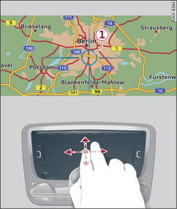 Fig. 178Válido para: vehículos con cambio automático y MMI touch Desplazar el mapa