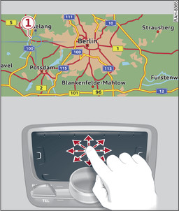Fig. 176Válido para: vehículos con cambio automático y MMI touch Desplazar el cursor