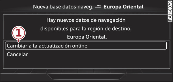 Fig. 215Ejemplo: Indicación de una nueva actualización de mapas online