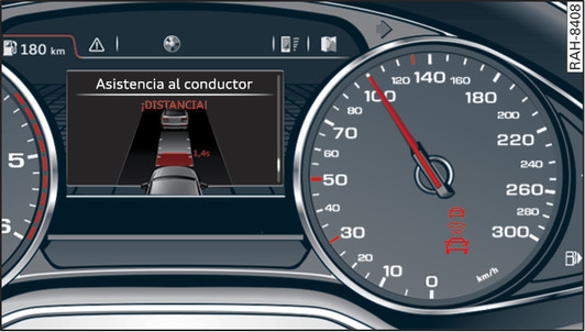 Fig. 124Cuadro de instrumentos: Indicación/aviso de distancia