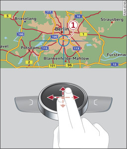 Fig. 179Válido para: vehículos con cambio manual y MMI touch Desplazar el mapa