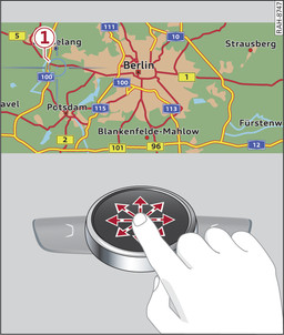 Fig. 177Válido para: vehículos con cambio manual y MMI touch Desplazar el cursor