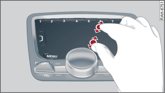 Fig. 180Válido para: vehículos con cambio automático y MMI touch Ampliar/reducir el mapa