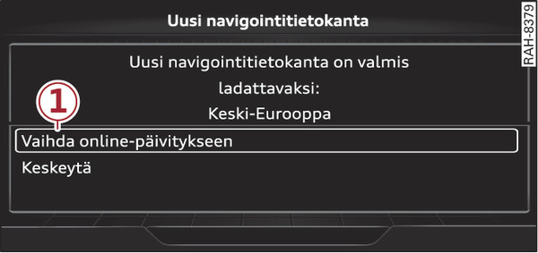 Kuva 215Esimerkki: uuden online-karttapäivityksen näyttö