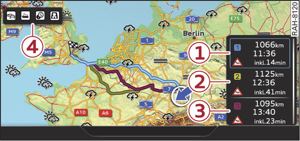 Bilde 210Eksempel: Visning av alternative ruter på oversiktskartet