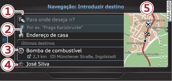 Fig. 204Ilustração do princípio: menu Introduzir destino