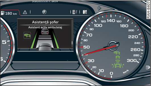 Fig. 123Panoul de bord: sistemul de asistență în ambuteiaje