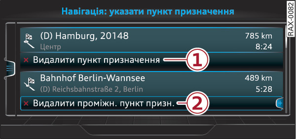 Рис. 207 Приклад. Активне ведення до пункту призначення із проміжними пунктами призначення