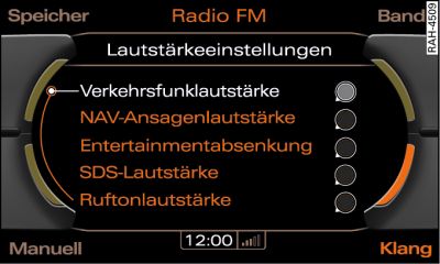 Lautstärkeeinstellungen
