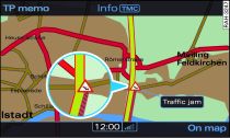 Displaying a TMC traffic message on the map