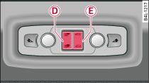 Detail of rear headliner: Switches for panorama sun roof
