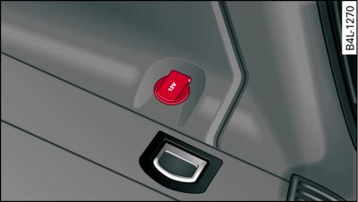 Side trim in luggage compartment: 12 Volt socket