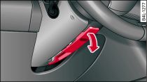 Lever beneath steering column