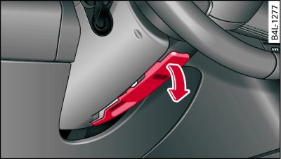 Lever beneath steering column
