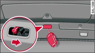 Detail of inside of boot lid: Access to manual release