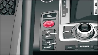Centre console: START ENGINE button