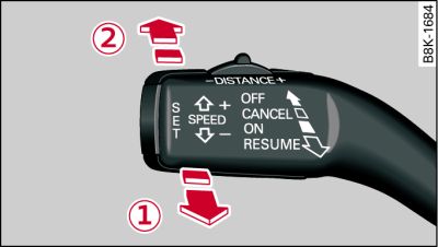 Control lever: Switching the system on and off