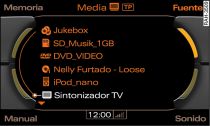 Lista de las fuentes de audio/vídeo