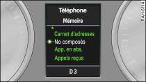 Menu Téléphone