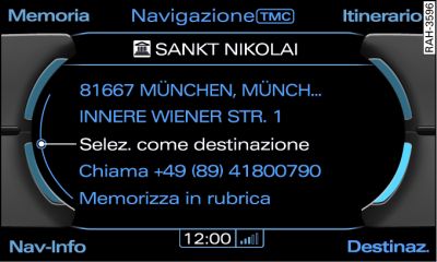 Selezione di un punto sulla cartina come destinazione