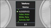 Visualizzazione sul display del sistema d'informazione per il conducente