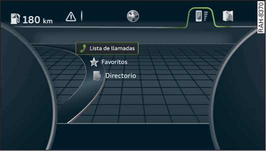 Fig. 13Ejemplo: Funciones del teléfono en el sistema de información para el conductor