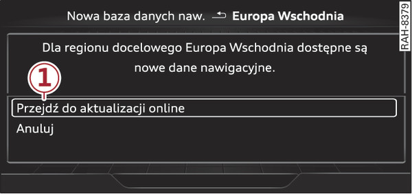 Rys. 240Przykład: wskazanie nowej aktualizacji mapy Online