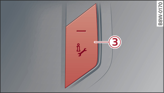 Fig. 237 Partie avant du ciel de pavillon : touche d appel du service de dépannage en ligne