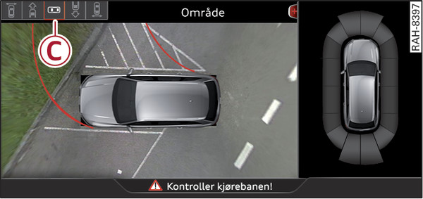 Bilde 186Infotainment: Modus for å se området rundt bilen