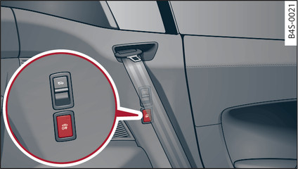 Obr. 25 Strana řidiče: tlačítko hlídání vnitřního prostoru/ochrany proti odtažení vozidla