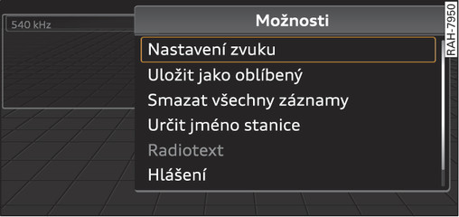 Obr. 86 Otevřená nabídka možností