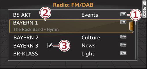 Fig. 119 FM/DAB station list