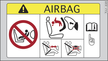 Fig. 148Pala de sol lado do passageiro: Autocolante airbag