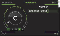 Entering a telephone number via the speller for letters