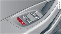 Fragment drzwi kierowcy: przyciski blokady otwarcia od wewnątrz