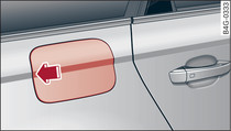 Tylna prawa strona samochodu: otwieranie pokrywy wlewu paliwa