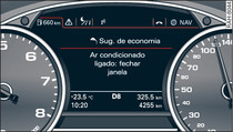 Painel de instrumentos: indicação de poupança