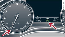 Kombiinstrument: motorn avstängd (Stop-fas)