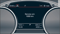 Display kombiinstrument: serviceintervallindikering (exempel)